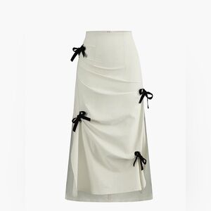 Cotton & Linen Bow Decor Split Midi Skirt size M new with tags